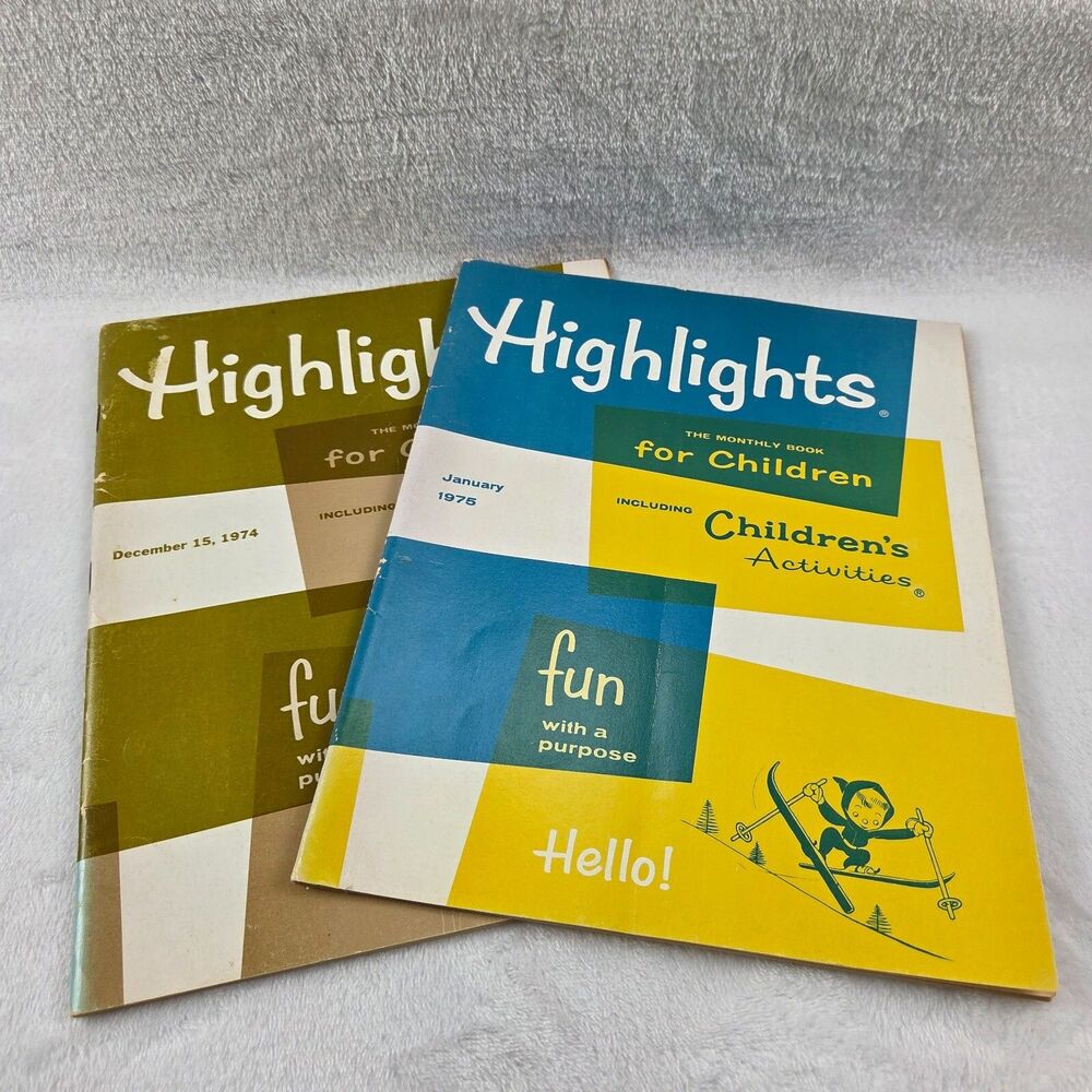 Vintage‎ Highlights For Children Magazine Lot of 2 Dec 15, 1974 and Jan 1975